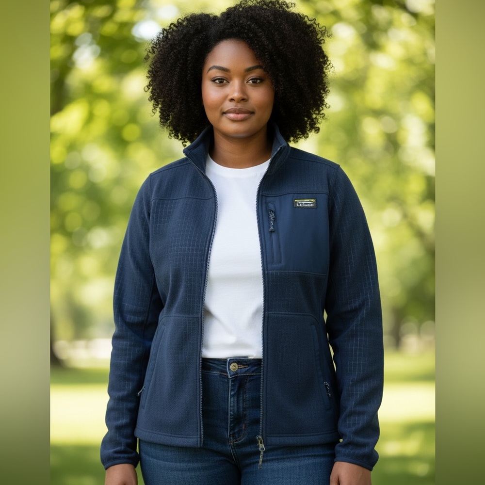 L.L. Bean Navy Women's Mountain Classic Windproof Fleece Jacket- Women’s 1X Plus